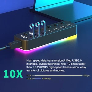 Kompakter und leichter USB-Hub mit sieben Ports und einzigartigem Ein-Aus-Schalt - Afbeelding 1 van 12
