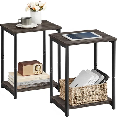 Set of 2 Side Tables Small End Tables Nightstand Living Room Bedroom Chestnut - Image 1 of 4