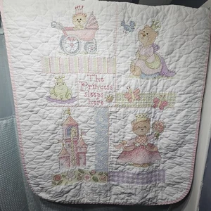 COMPLETED Dimensions Baby Cross Stitch Quilt Blanket The Princess Sleeps Here  - Picture 1 of 7