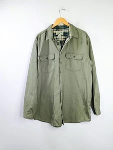 Vintage LL Bean Flannel Lined Hurricane Shirt Shacket Jacket Men's XLT Green - Picture 1 of 7
