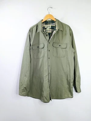 Vintage LL Bean Flannel Lined Hurricane Shirt Shacket Jacket Men's XLT Green - Image 1 of 4