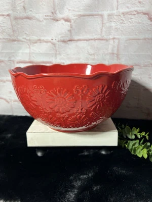 Pioneer Woman - Mixing Bowl - Floral Pattern - RED - 10.5" - Flower - Kitchen - Image 1 of 4