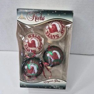 Juego de 4 adornos de vidrio artesanales aprobados a mano vintage de Navidad por Krebs Santa - Imagen 1 de 23