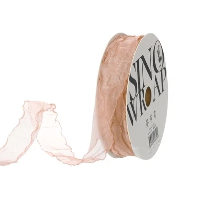 1 Inch 20 Yard Sheer Organza Ribbon Shimmer Chiffon Tulle Ribbons Champagne - Image 1 of 4