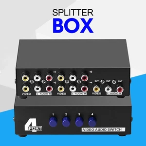 4-Port RCA AV Switch Box Composite Video Audio Selector 4 In 1 Out Manual No P4k - Picture 1 of 12