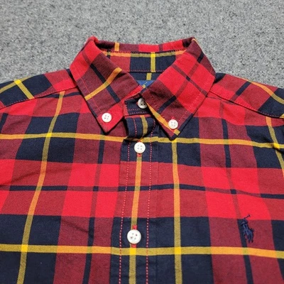 Ralph Lauren Shirt Boys 6 Red Plaid Button Down Youth Kids Preppy Cotton Pony  - Image 1 of 4