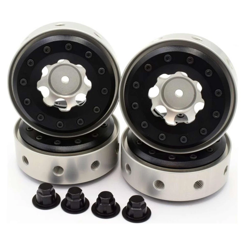 Hot Racing Silver Beadlock 1.9 Rims Black Rings HRABLW198S08 Electric Car/Truck - Image 1 of 1