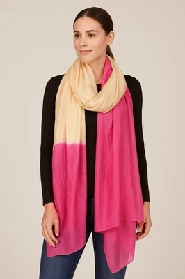 Vintage Sheer Silk Scarf Stole Beige Pink Hand Dyed Ombre Artsy XXL 86x35” FLAW - Image 1 of 4