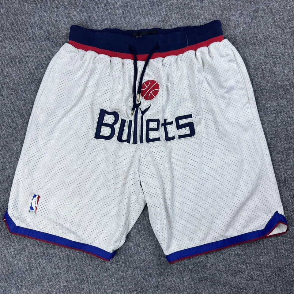 Pantalones Cortos Washington Bullets Para Hombre Grandes Blanco Azul Rojo NBA Baloncesto Just Don EE. UU. Foto 1 de 4