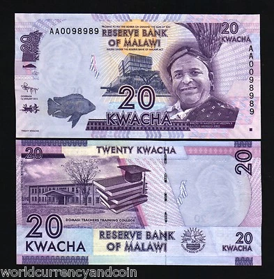 MALAWI 20 KWACHA P-57 2012 x 1000 Pcs Lot Brick 10 BUNDLE FISH COLLEGE UNC NOTE - Image 1 of 4
