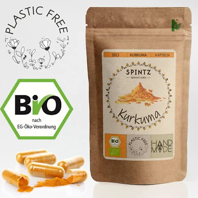 420 Stk. vegane Bio Kurkuma Kapseln 620mg Curcuma Kapseln hochdosiert Gelbwurz  - Bild 1 von 4