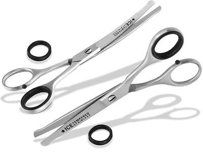 Hundeschere-Set HaarschereHundehaarschere Gerade + Gebogen 14 cm Fellschere