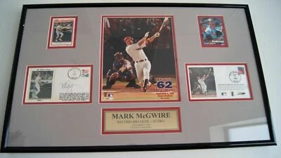 MARK MCGWIRE Record Breaker 62 HR Auto Signed FDC Framed PSA/DNA LOA  - Image 1 of 3
