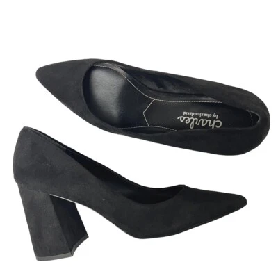 NEW Charles David Black Suede Chunky Block Heel Pumps Shoes / Size 6.5 - Image 1 of 4