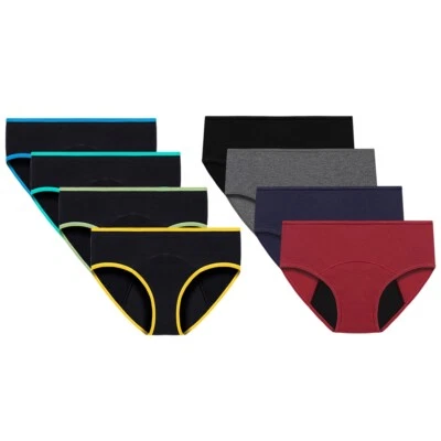 4-Pack Teen Girls Period Underwear Menstrual Leakproof Protective Cotton Briefs - image 1 of 4