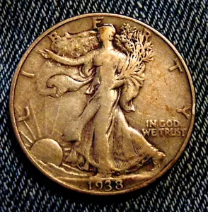 Stati Uniti Stati Uniti 1938 P Walking Liberty mezzo dollaro cinquanta 50 centesimi argento - Foto 1 di 2