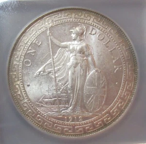 Great Britain George V Trade Dollar 1912-B MS63+ ICG Bombay mint, KM-T5, Prid-22 - Picture 1 of 4