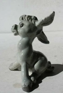Donkey Figurine Gray Color Sitting Playful Tilted Head Pose Ceramic Hand Painted - Imagen 1 de 1