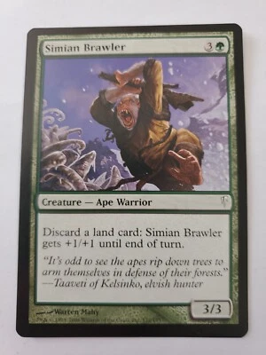 MTG Magic The Gathering Card Simian Brawler Creature Ape Warrior Green Coldsnap  - Image 1 of 2