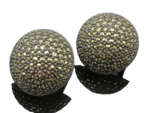 JUDITH JACK 925 Sterling Silver  Vintage Marcasite Dome Drop Earrings  EG6380 - Picture 1 of 4