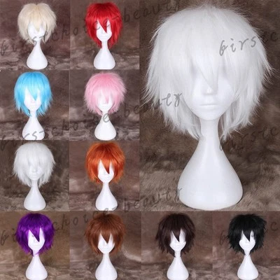Male Female Short Anime Hair Wig Cosplay Costume Straight Synthetic Full Wig f03 - Image 1 of 4