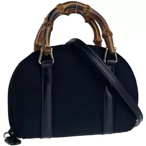 GUCCI Bamboo handle 2way Nylon Leather Black Handbag 2745 - Bild 1 von 22
