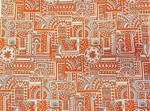 Vintage 1960's Mod Groovy Orange Retro Fabric 30" long x 44" wide Unused - Picture 1 of 8