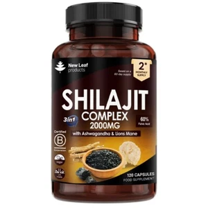 Shillajit Complex + Ashwagandha & Lions Mane - 120 High Strength 2000mg Capsules - Picture 1 of 6
