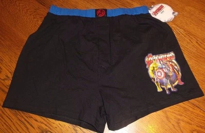 男式 S nwt 漫威复仇者黑色拳击手睡眠短裤美国队长钢铁侠绿巨人 — 第 1/3 张图片