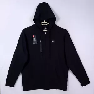 Under Armour Rival Fleece Full Zip Hoodie Mens 1320737 Black 2XL Performance NEW - Picture 1 of 14