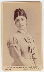 CHARLOTTE THOMPSON : EARLY AMERICAN ACTRESS : JANE EYRE : NAPOLEON SARONY : CDV - Picture 1 of 3