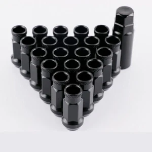 M12*1.25 Black MUTEKI SR48 Steel Cone Seat Extended Wheel Rims Lug Nuts 20pcs - Picture 1 of 6