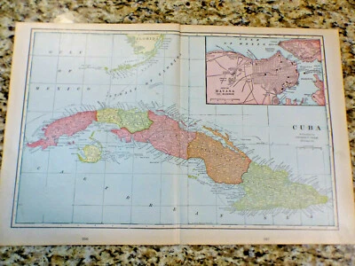 Cuba Havana Harbor Antique Color Map 1903 Cram's 14½" x 22" - Image 1 of 4
