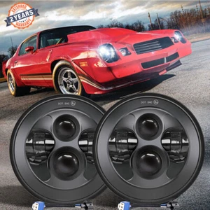 Par de faros LED redondos de 7" para Chevy Camaro 1975 1976 1977 1978 1979 1980 1981 - Imagen 1 de 11