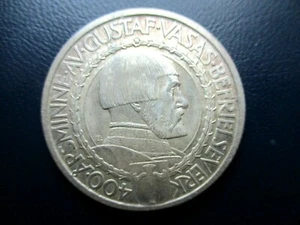Moneda de Plata de 1921, Gustaf Vasa, 2 coronas, rareza en buen estado - Imagen 1 de 2