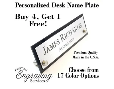 CUSTOMENGRAVINGSERVICES DESK NAME PLATE for office desk sign plaque EXECUTIVE Custom Engraving Services