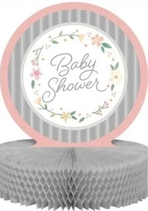 Farmhouse Floral Baby Shower Honeycomb Centerpiece 12" x 9" Paper Shower Decor - Picture 1 of 2
