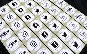 Customised Social Media Stickers Custom Social Media Instagram Facebook Twitter - Picture 1 of 12