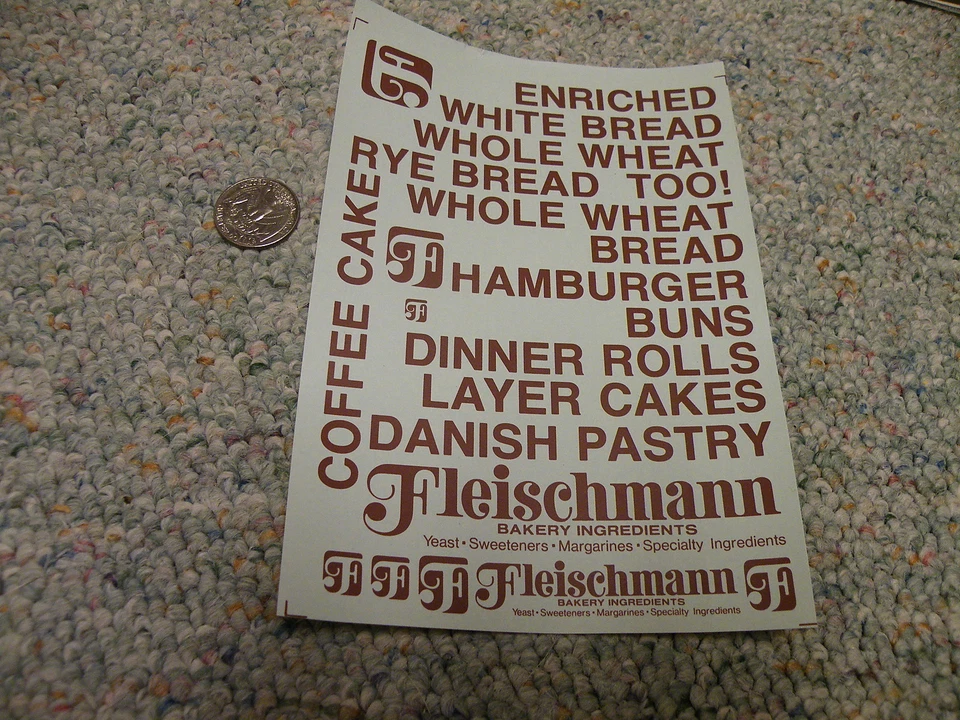 Herald King decals HO Fleischmann Buns Bread Cakes Pastry etc  maroon brown P10 - Image 1 of 1