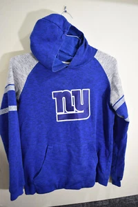 New York Giants YOUTH L Hoodie NFL Sweatshirt SEWN Logo Blue Gray Pullover - Picture 1 of 9