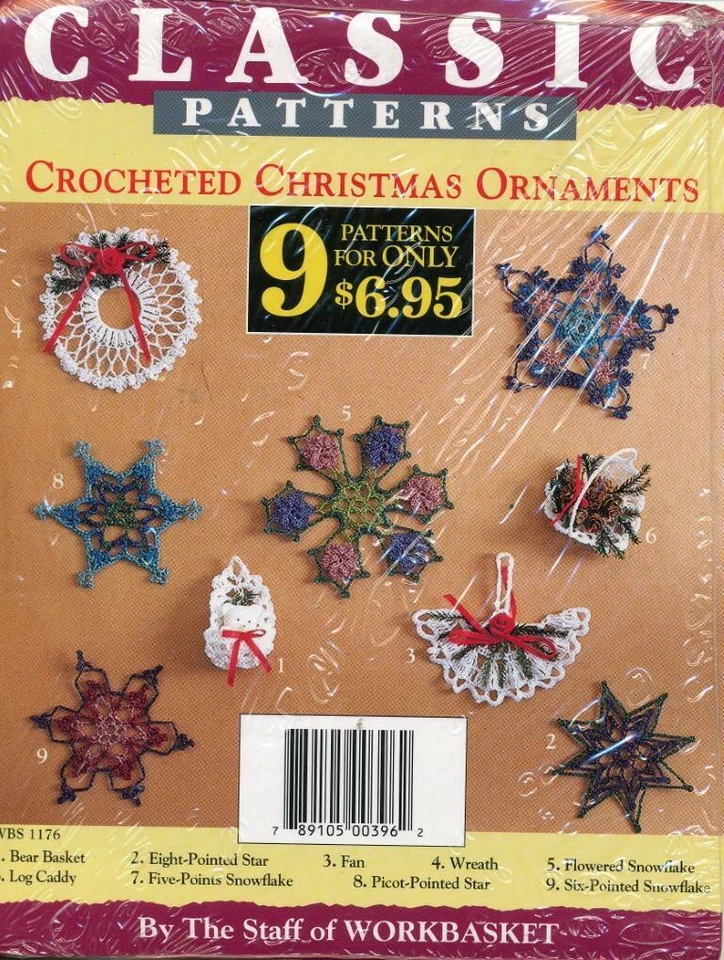 THE STAFF OF WORKBASKET CLASSIC PATTERNS CROCHETED CHRISTMAS ORNAMENTS 9 DESIGNS - Image 1 of 1