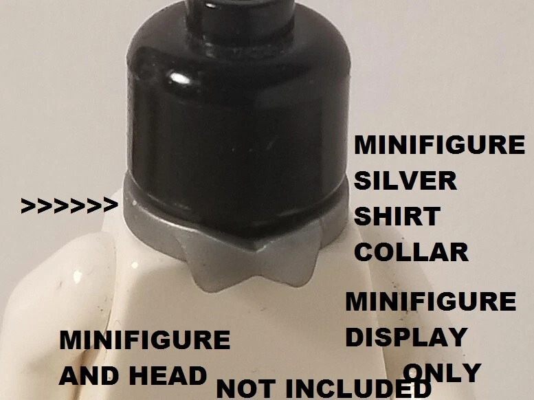 LEGO Silver Collar Bow Tie Shirt Neck Ring Fancy Minifigure Groom Body wear - Image 1 of 1