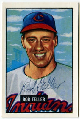 1951 Bowman Reprint #30 BOB FELLER Signed Auto Card Indians HOF 1986 CCC JSA - Image 1 of 2
