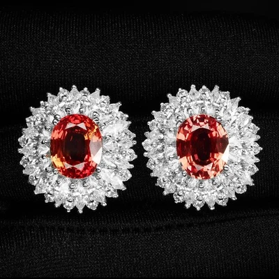 Delicati orecchini in argento sterling 925 zaffiro arancione tramonto 8,20... - Immagine 1 di 4