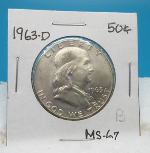 1963-D Franklin Fifty Cent Piece / Half Dollar / Mint State 67 (B) - Picture 1 of 2