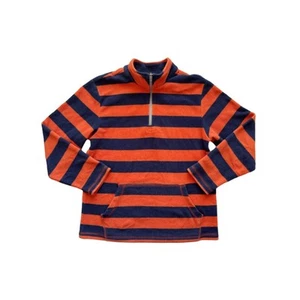 Hanna Andersson Striped Micro Fleece Zip Neck Pullover Size 10 - Picture 1 of 4