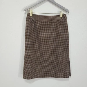 Gonna lana Carlisle donna media 10 marrone pied de poule vintage dritta matita - Foto 1 di 13