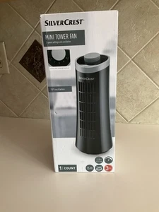 NIB SilverCrest Black Mini Tower 2 Speed Oscillating Fan - SEALED - Picture 1 of 8