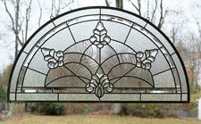 34" X 18" STUNNING Handcrafted All Clear Stained Glass Beveled Window Panel