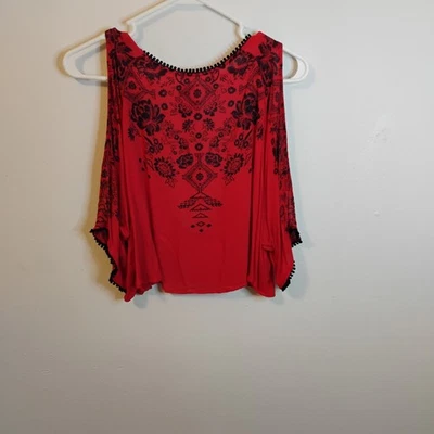 Blusa para mujer Ecote roja festiva manga corta transparente Danity Fiesta pequeña  Foto 1 de 4